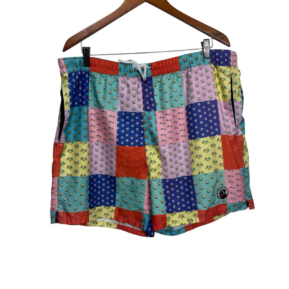 Southern Proper Swim Mens Size XL Swim Trunks Colorful Patchwork Swimwear